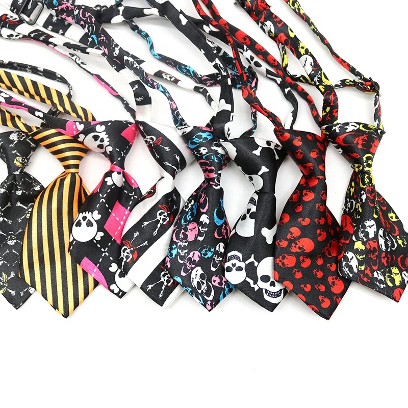 New Arrival Adjustable Cat & Dog Necklace Fashion Holiday Skull Head Print Bandana in Cute Cartoon Style for Halloween