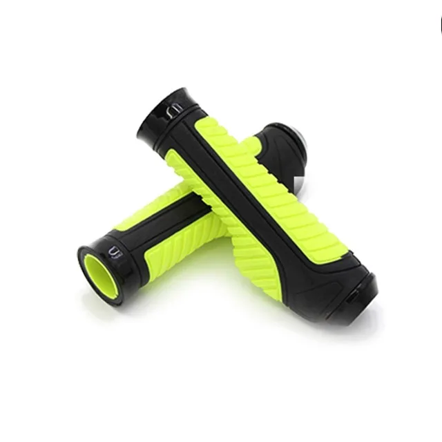 Rubber Handle Grip Double Lock Bar End Cover Grips Anti-skid Shock-Absorb Bike Handlebar MTB Cycle Grip