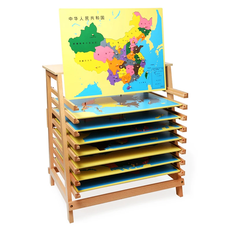 Manufacturer Supplier 2023 New Geography Learning Maps School Teaching Aids Map of Europe Kids Montessori Wooden