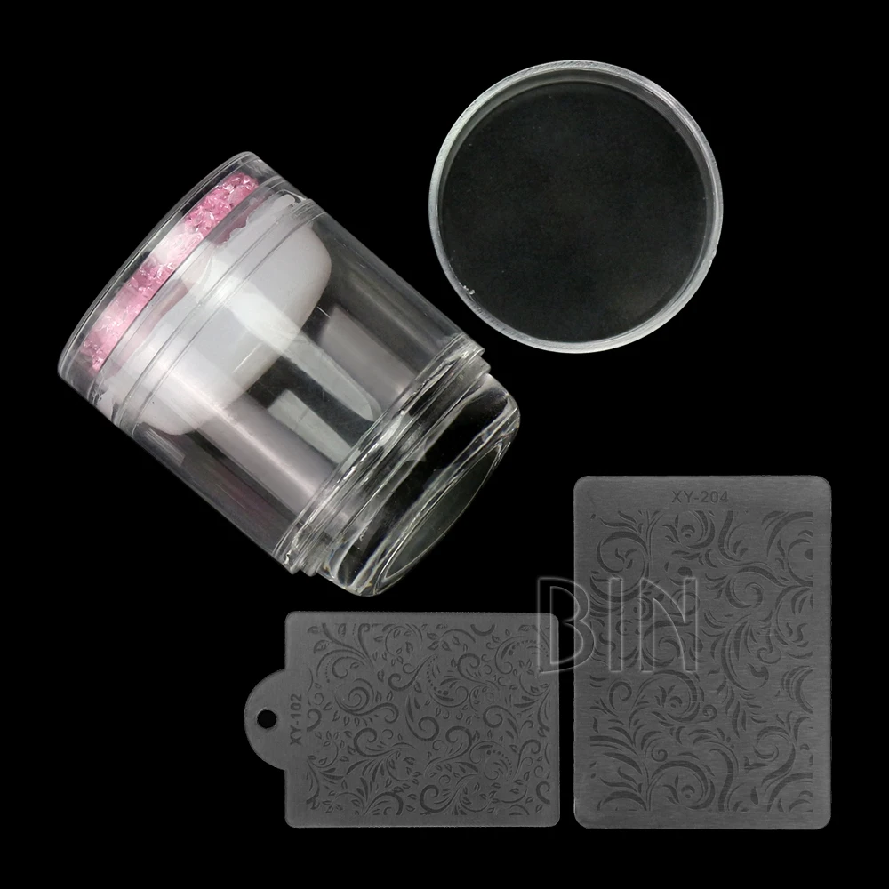 BIN Double Head Nail Tools Stamper With Scraper Nail Stamping Kits Nail Art Stamp With Stone