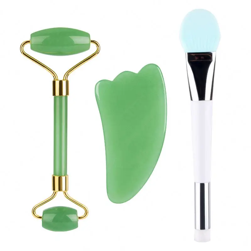 Face slimming white jade roller 100% natural jade stone double head facial massage quartz face roller