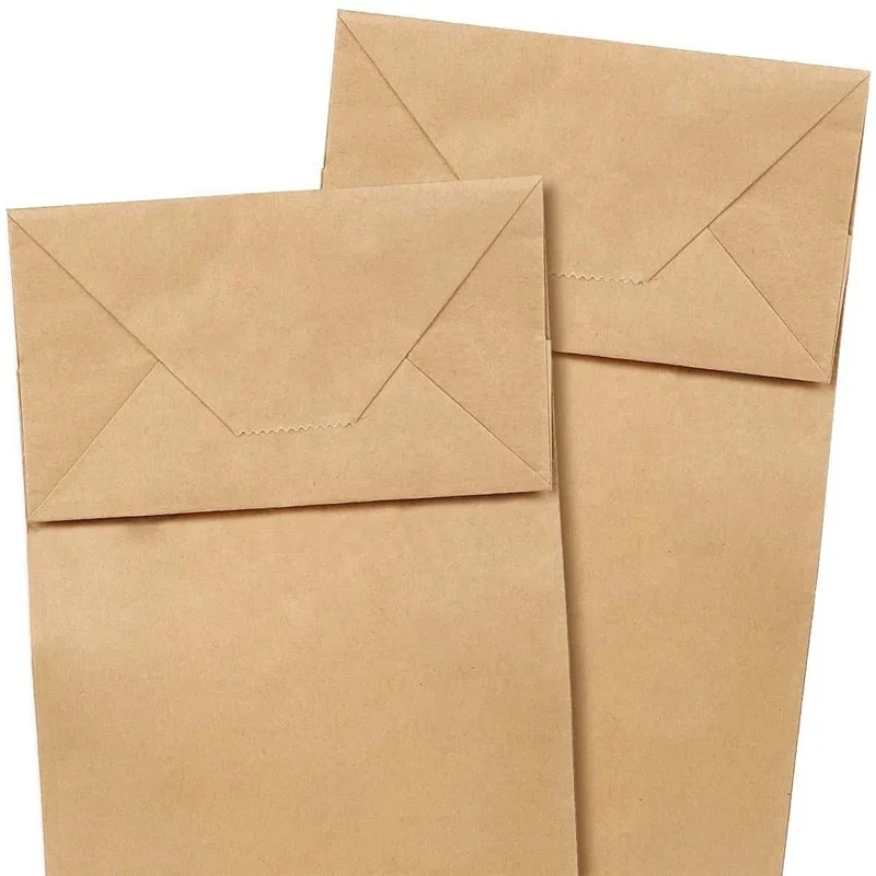 Customize  Kraft Paper Packaging Bags 3.5 x 2 x 6.7 inch Durable Brown Paper Snack Bag Small Cookie Party Favor Bags