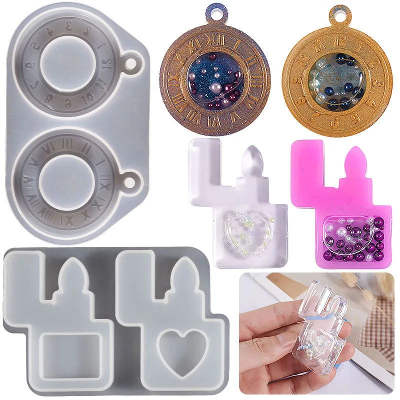 Pocket Watch Lighter Shape Keychain Mold Jewelry Epoxy Silicone Mould DIY Crafting Resin Pendant Silicone Mould
