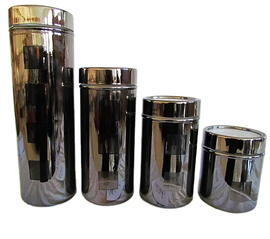 Multi size silver glass storage jars for Christmas Decor screw lid decor container glass storage jar