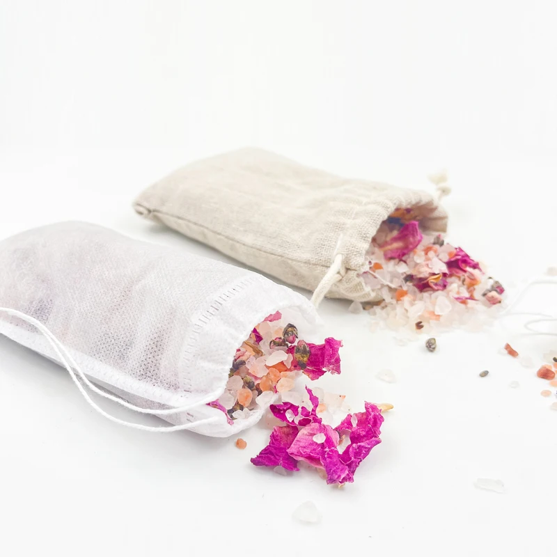 Non woven tea bag filter bag packaging pink salt soften skin himalayan Herbal bath salt cleaning body scrub smelling salts
