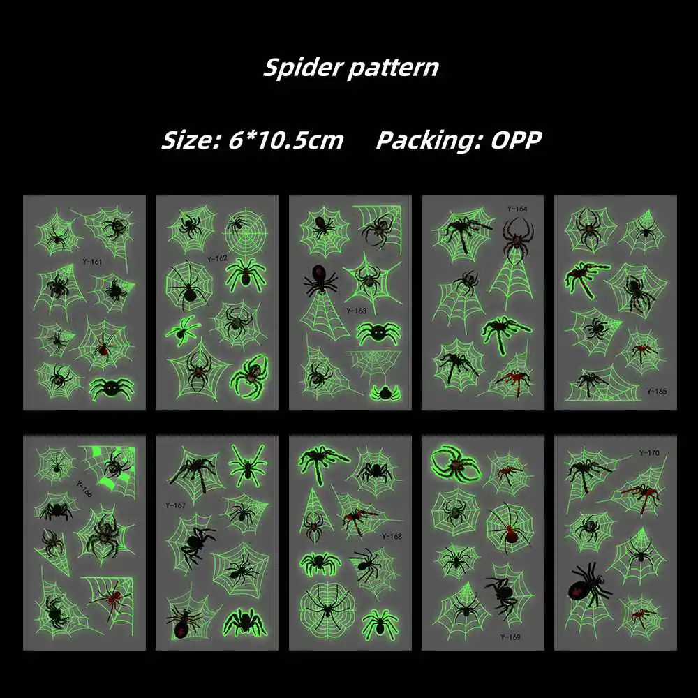 Body Art Uv Glow Water Transfer Temporary Tattoo Stickers Glow In Dark Neon Halloween Fluorescent Tattoo Stickers