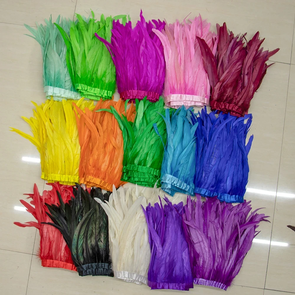 Factory Wholesale Chicken Feather Trims And Fringes 8-10inch Rooster Feather Chicken Feather Trimming For Festival&party