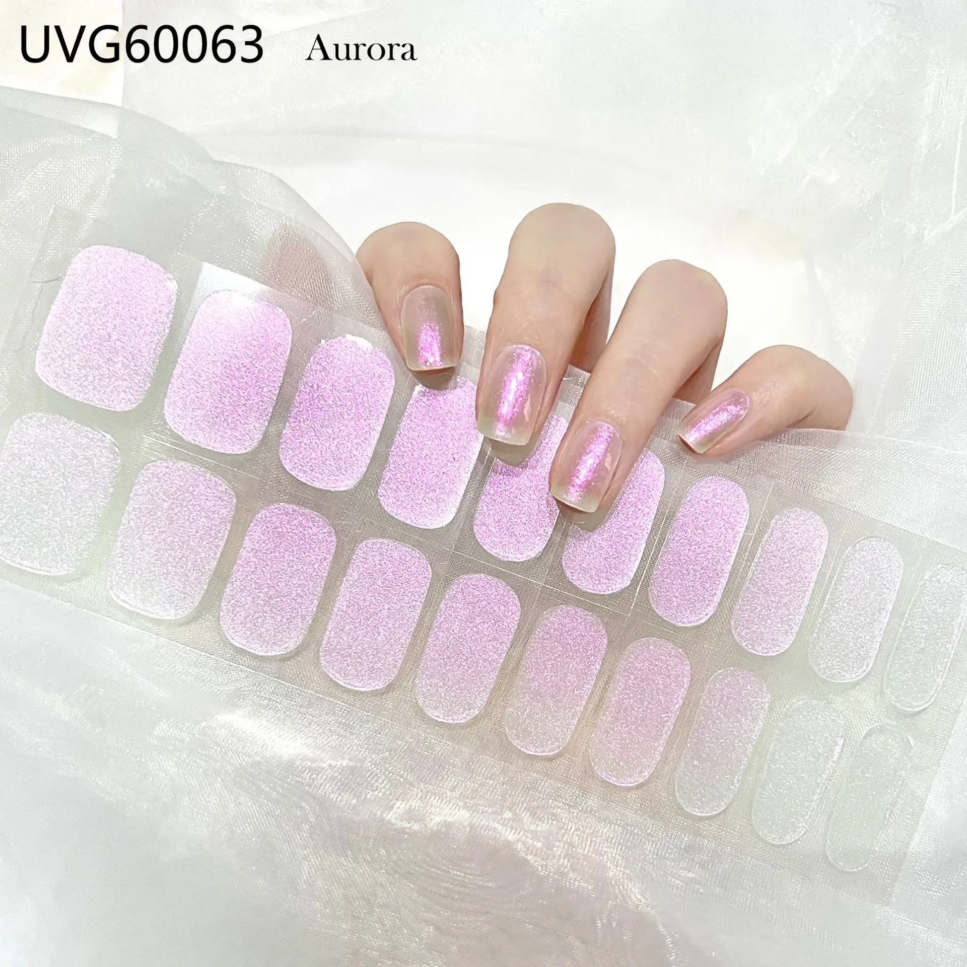 Private Label Full Wrap Gel French Nail Polish Strips UV Semi Cured Gel Nail Sticker