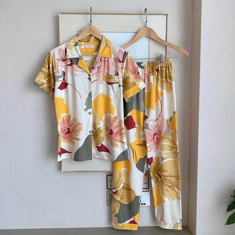 Mixed Cotton Sleepwear Sets Pink Striped Women Pajamas