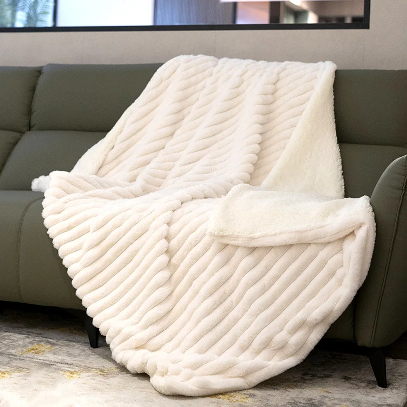 Luxury Faux Fur Blanket Long Hair Shaggy Fleece Super Soft White Plush Blanket For Winter King Size