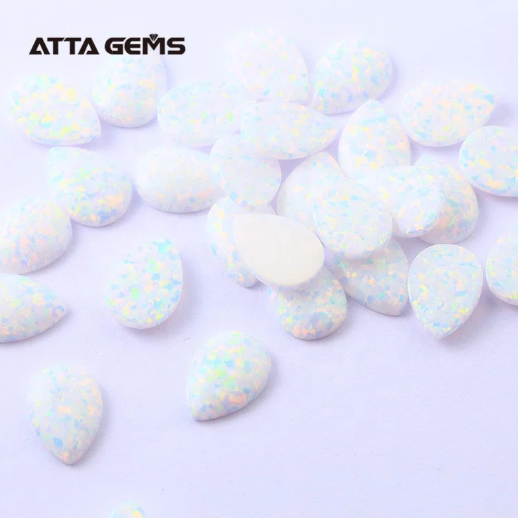 17B reddish white Created opal Pear cut 14x10mm synthetic opal stones lab created raw opal stone