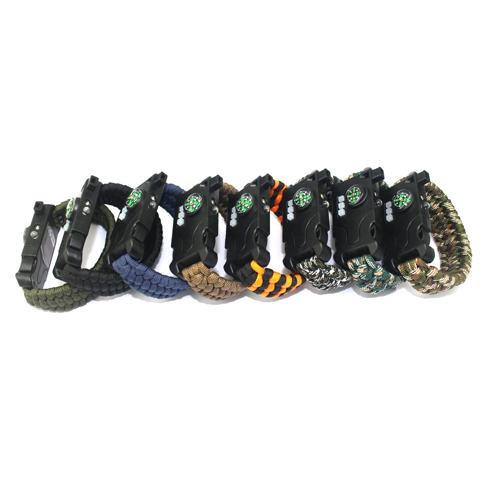 Hot Seller Survival Outdoor Survival Bracelet, Wholesale Factory Mens Camping Gift Charm Bracelet