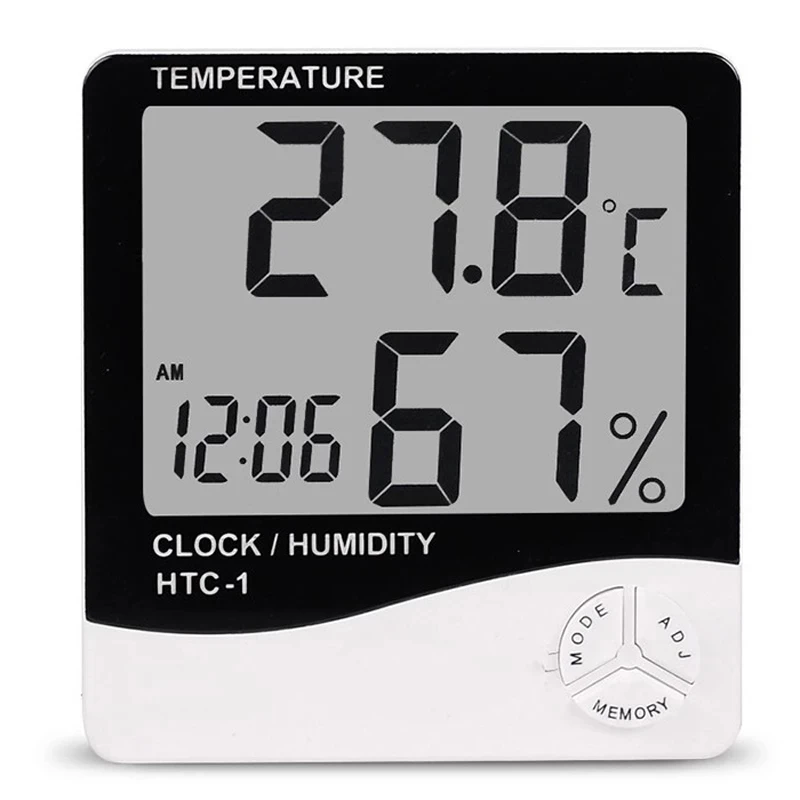 HTC-1 HTC-2 LCD Electronic Humidity Meter Smart Electric Digital Hygrometer Thermometer Weather Station Clocks Outdoor