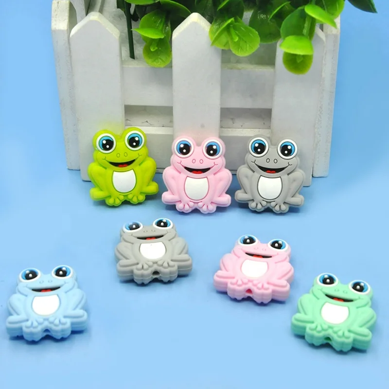 DIY cute frog shape Baby teething Silicone Focal Beads For Pacifier Jewelry Accessories silicone beads