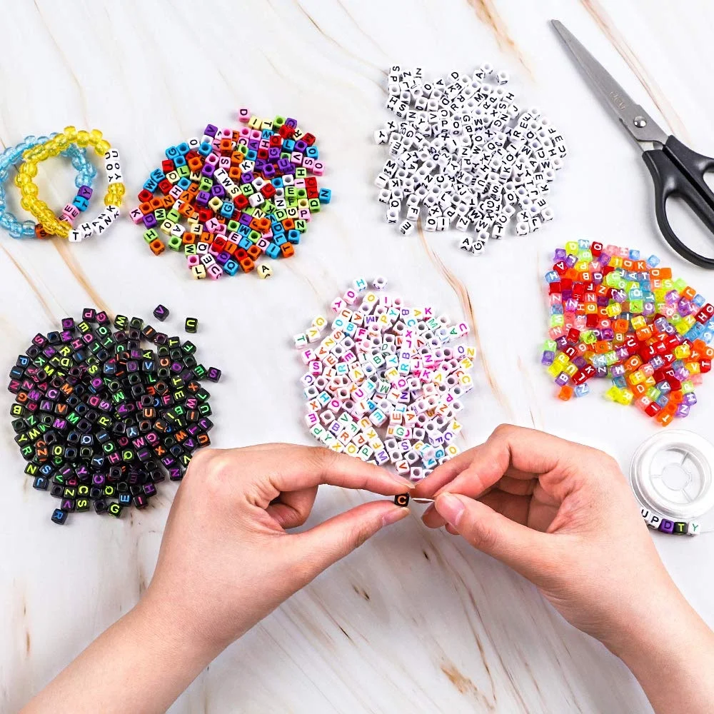 Круглые бусины с буквами, акриловые бусины с цифрами алфавита, эластичная Хрустальная нить, шнур для изготовления ювелирных изделий «сделай сам», ожерелье, браслет