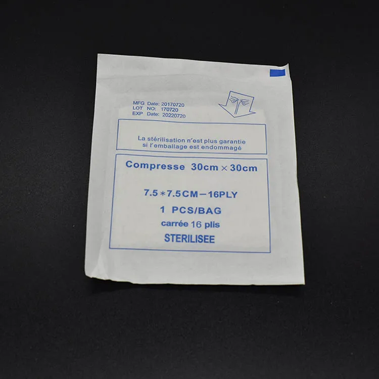 Surgical 100% Cotton sterile gauze swab compresse 30cmx30cm 16ply folded gauze