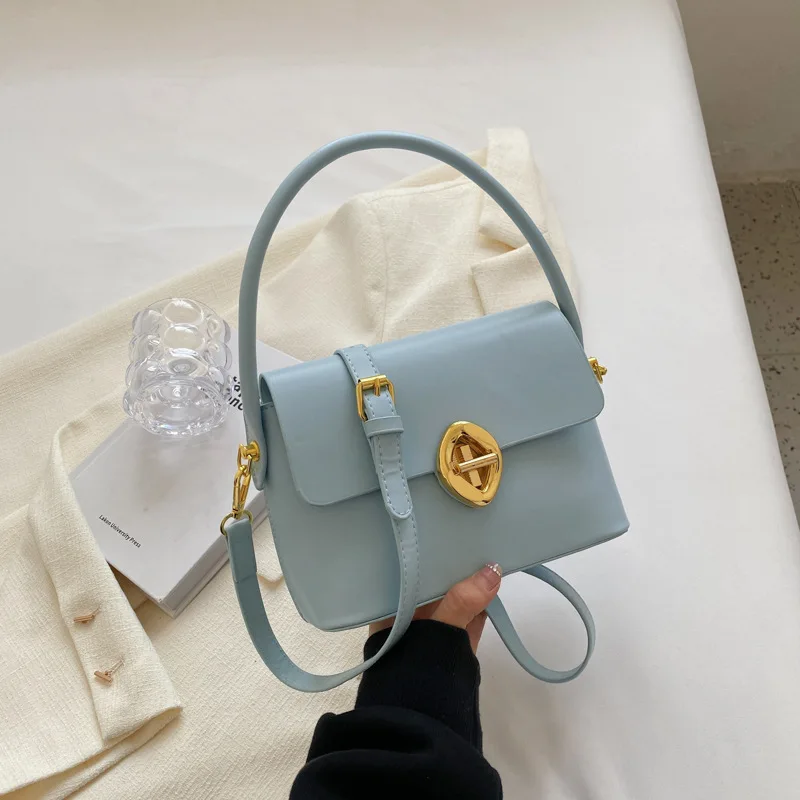 2024 New Simple Solid Color Retro Design Handbag for Women PU Single Shoulder Crossbody Bag Go Out Fashion Bag Lady Bags 