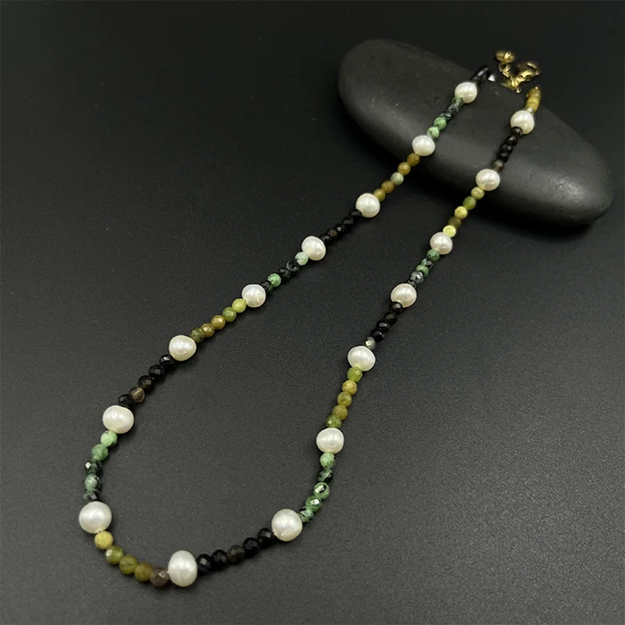 Rondelle Shape Crt Gemstone Necklace stainless Steel Solid for Women Multi-Color Wedding Gift fresh water pearl fashion jewelry