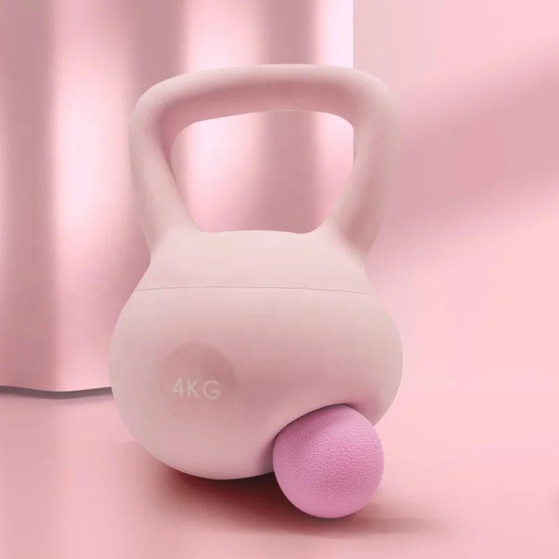 High quality  customizable color logo kettlebells filled with  iron sand PVC soft kettle bell