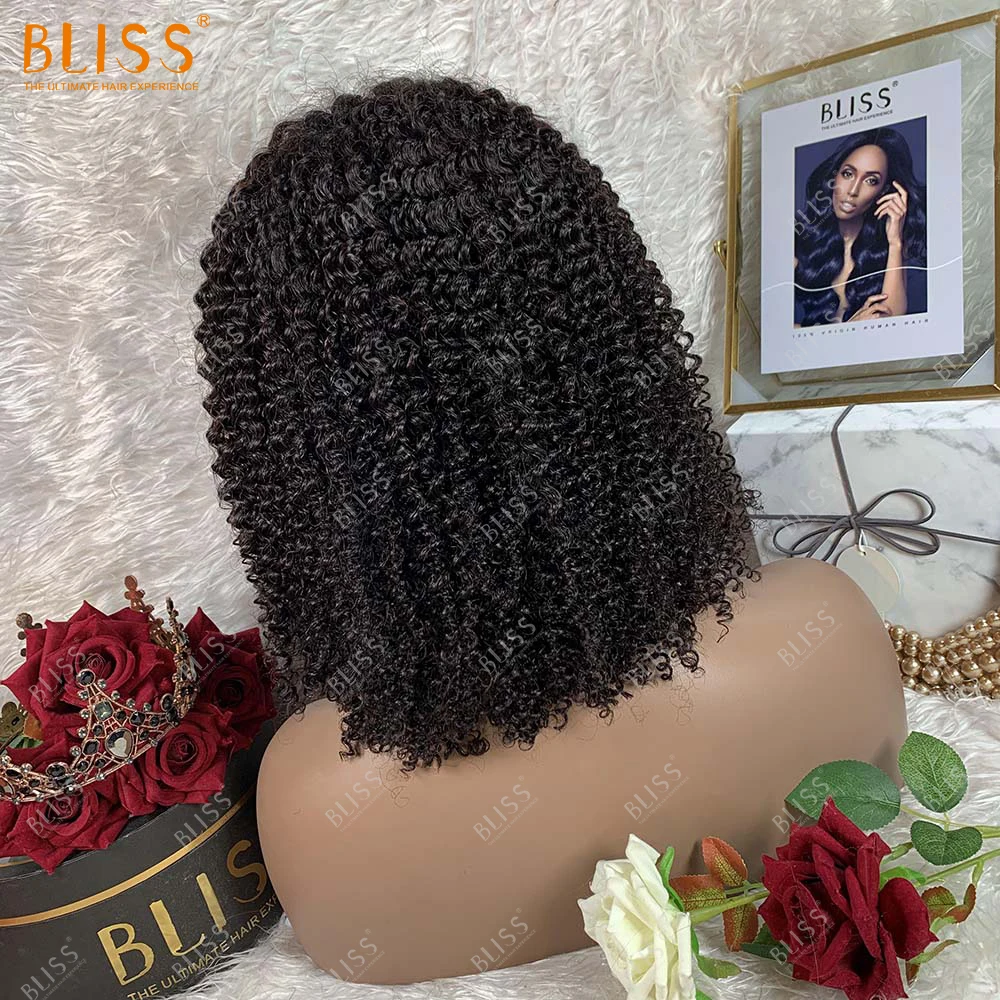 Bliss 4x4 Short Brazilian Lace Front Kinky Deep Curl Bob Wigs Brazilian Kinky Curly Human Hair Lace Closure Wigs For Black Women