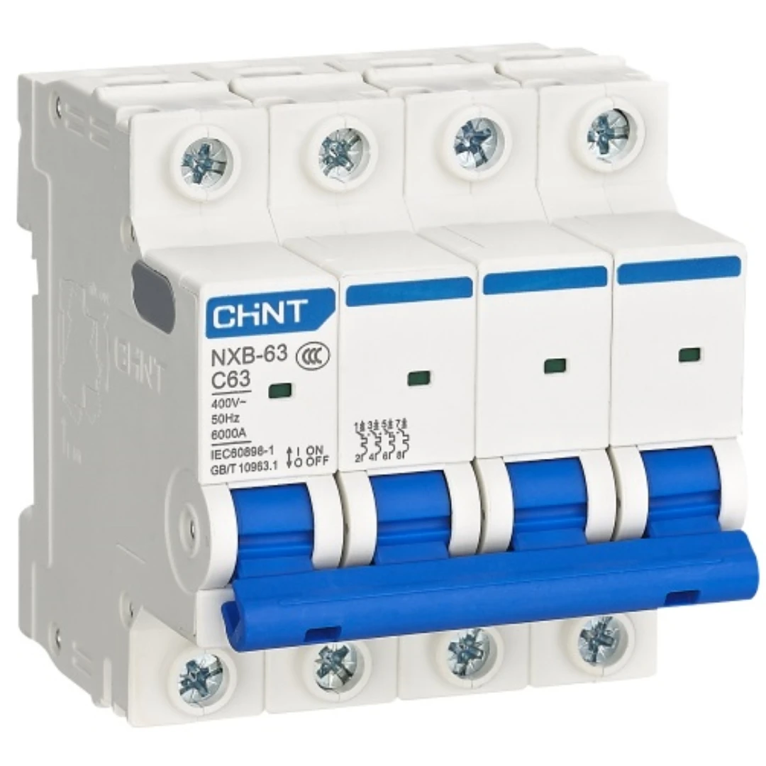 Chint NXB-63 1P 2P 3P C1 C2 C4 C6 C10 C16 C20 C25 C32 C40 C50 C63 6000A 220V Short Circuit Protection Miniature Circuit Breaker