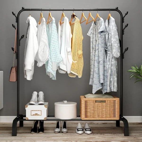 Hot Products Waterproof Clothes Garment Rack With Bottom Shelf For Home Standing Cloth Rack
