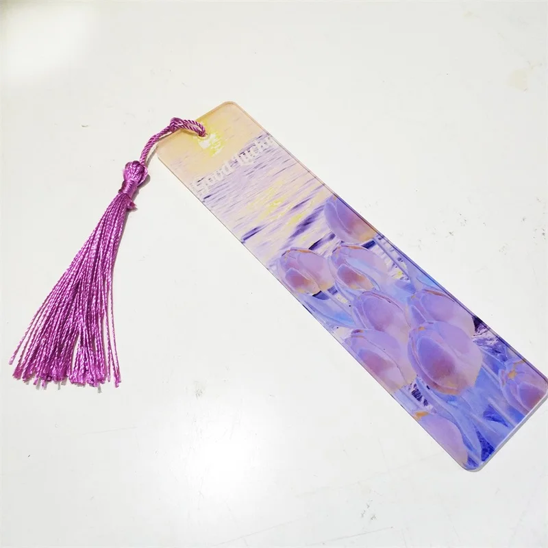 Custom Bookmarks For acrylic crafts Books Die Casting crystal Plated Blank book marks sublimation Bookmark With Logo tassel