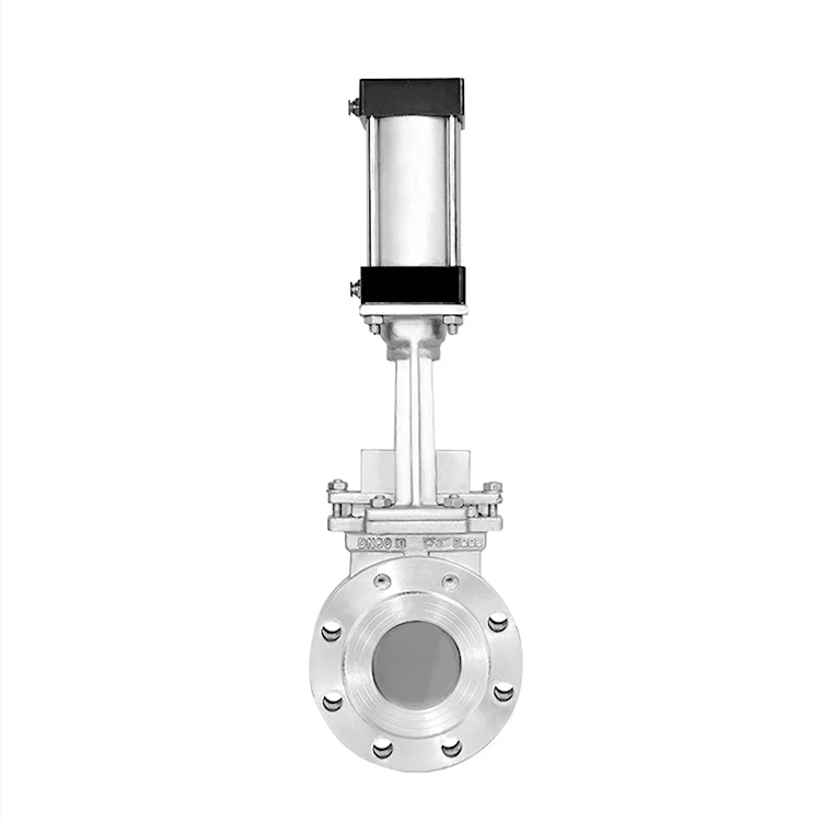 DN150 Open Closed Type Slurry Sludge Discharge Valves Stainless Steel Pneumatic Knife Gate Valve