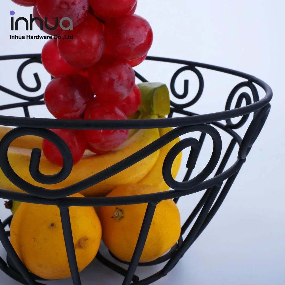 wholesale J-hook fruit rack drain storage shelf  fruit Black wrought iron fruit rack