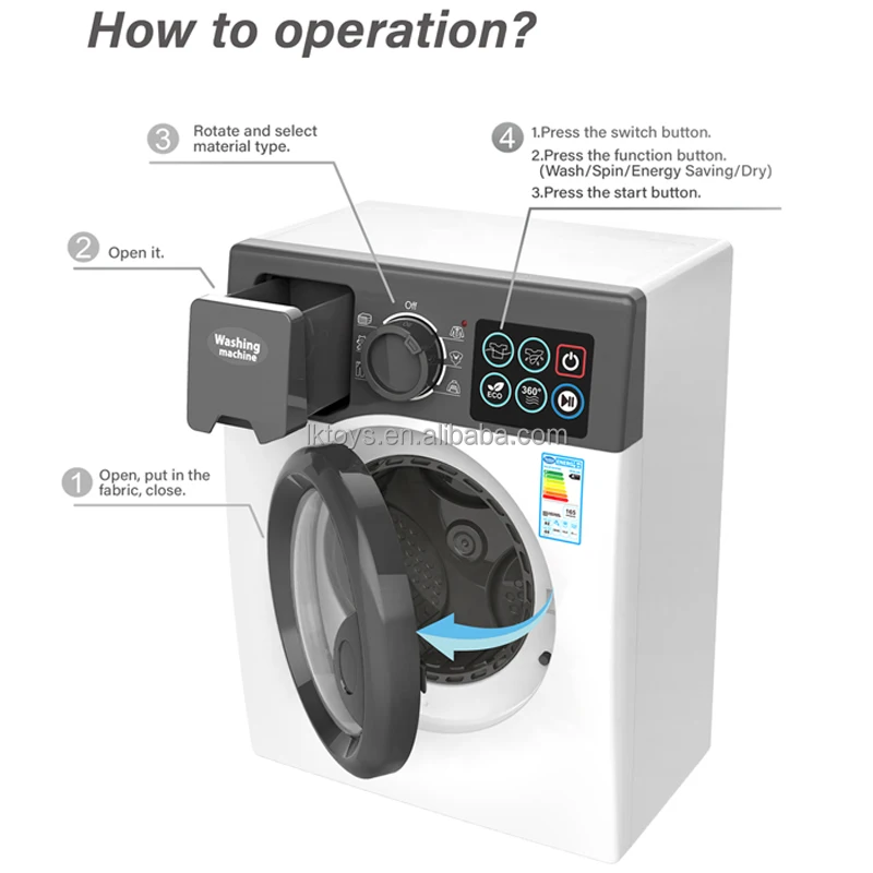 Lucky Toys Electric Washing Machine Laundry Set Pretend Toy Play Washer and Dryer Set Mini Washing Toy Household Appliances