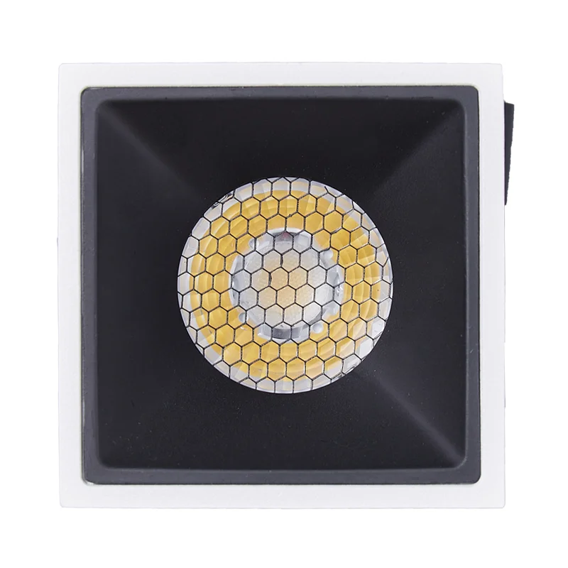 LED Surface-mounted square folding spotlights for home use without openings, adjustable angle honeycomb anti-glare downlights