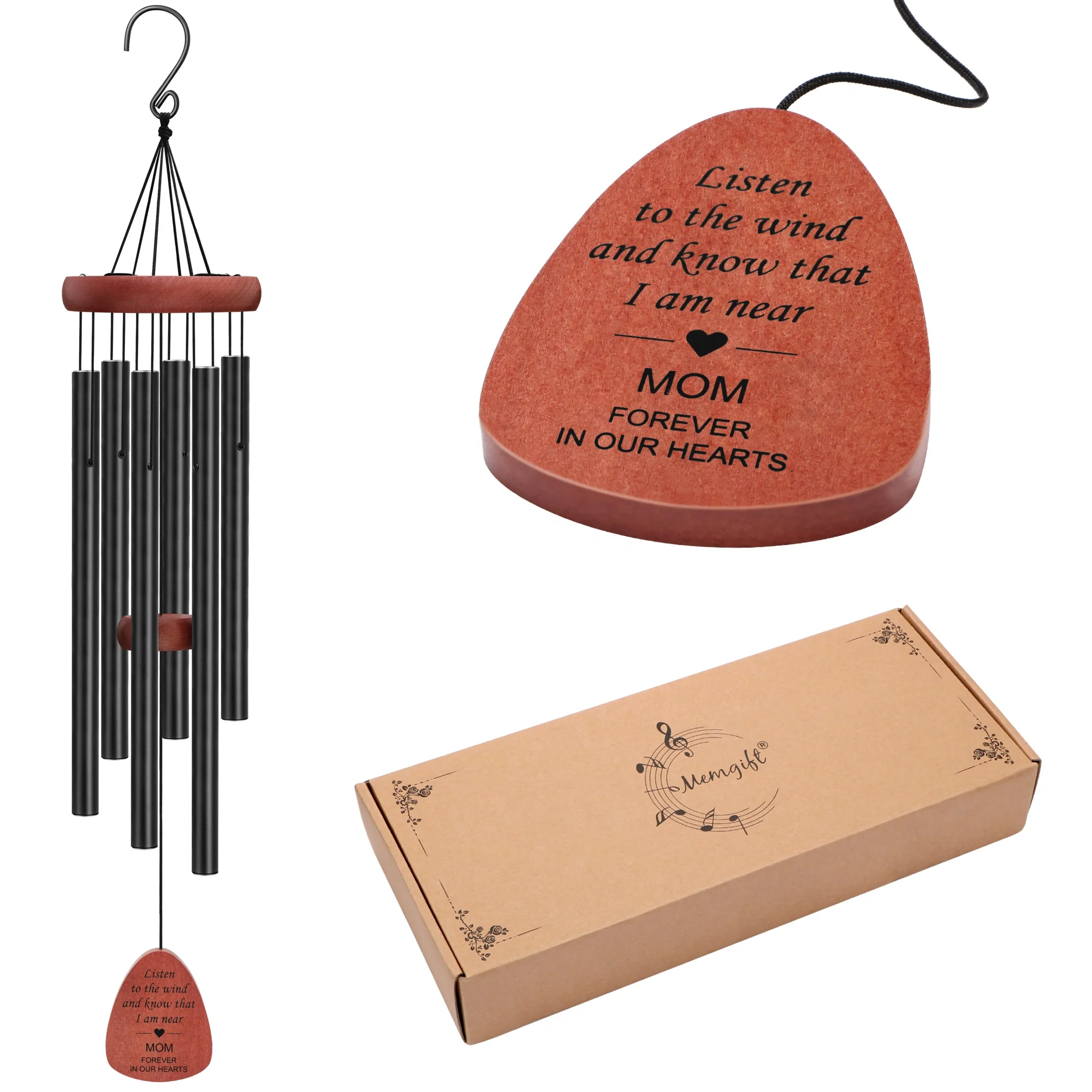 Sympathy Wind Chimes 32 Inch Wooden Memorial Wind Chimes for Loss of a Loved One Prime Mother Father Condolence Remembrance