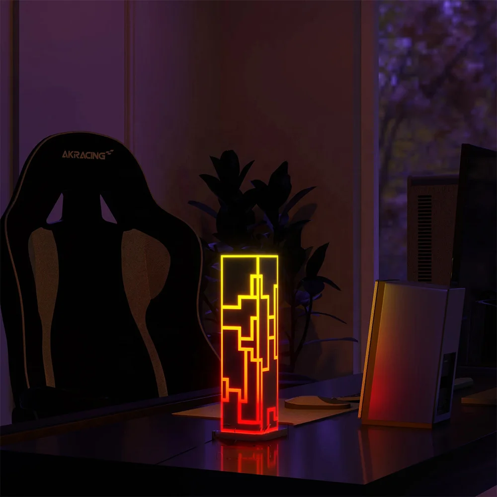 Modern remote control RGB building led light multi color black Atmosphere acrylic designer rectangle Noxu GALACTICA TABLE LAMP