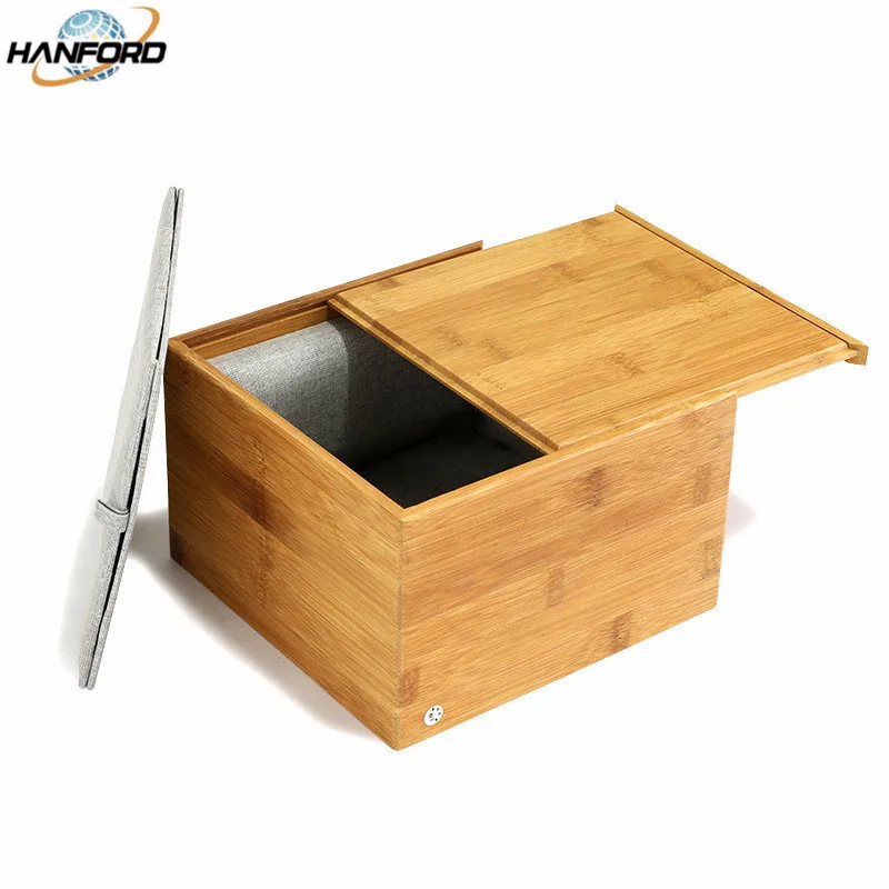 
custom unfinished slid lid natural bamboo box ceramics packaging box with sponge lining 