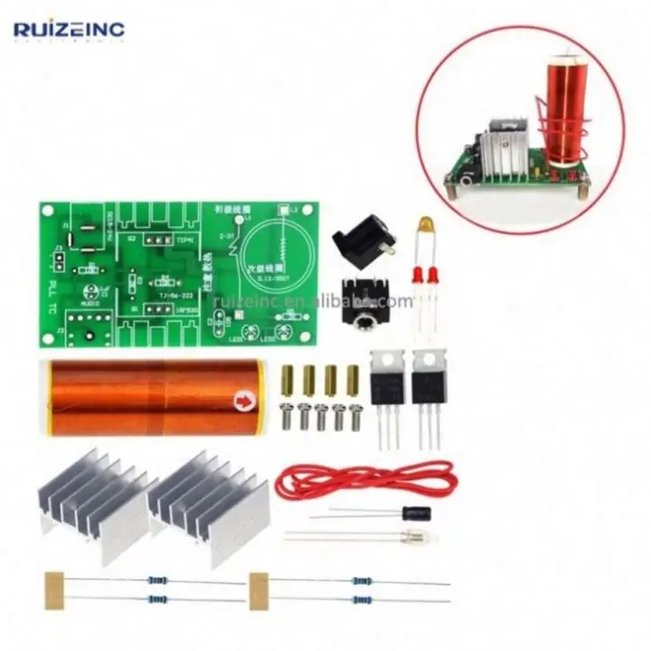 Mini Tesla Coil Kit 15W Mini Music Tesla Coil Plasma Speaker Tesla Wireless Transmission DC 15-24V DIY Kits