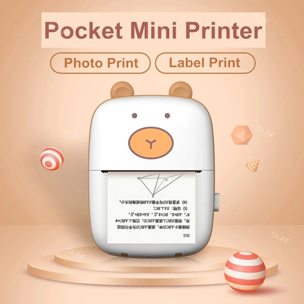 Customized Inkless Portable Mini Thermal Printer Wireless Pocket Self Adhesive Label Printing Machine for Promotions
