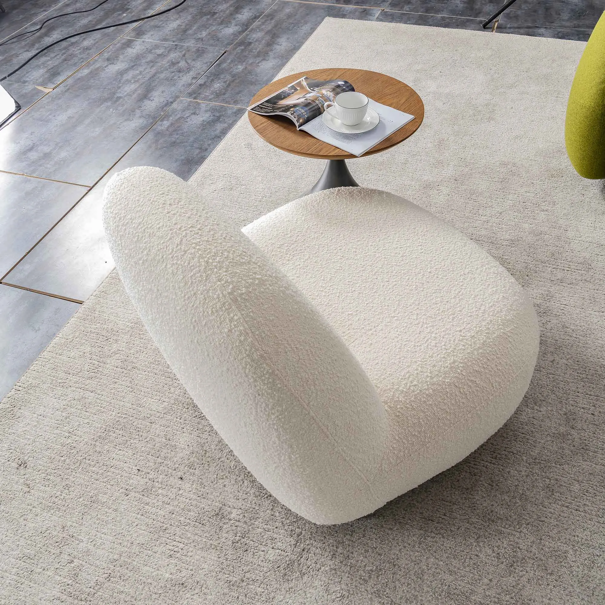 Latest new Modern Lounge Furniture Fashionable Beige Fabric Living Room Stool Leisure Chair