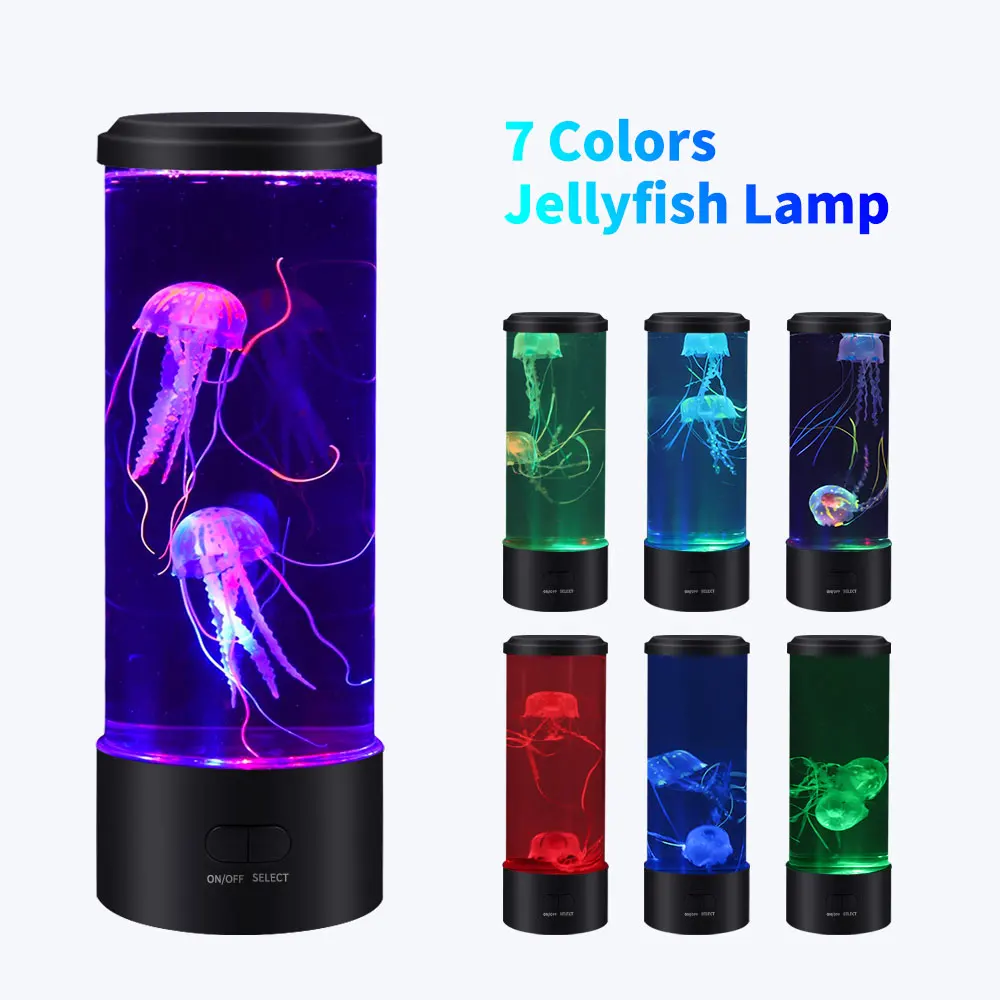Custom Fantasy Jellyfish Led Night Lamp, 7 Color Changing Electric Round Jelly fish Aquarium Lava Lamp