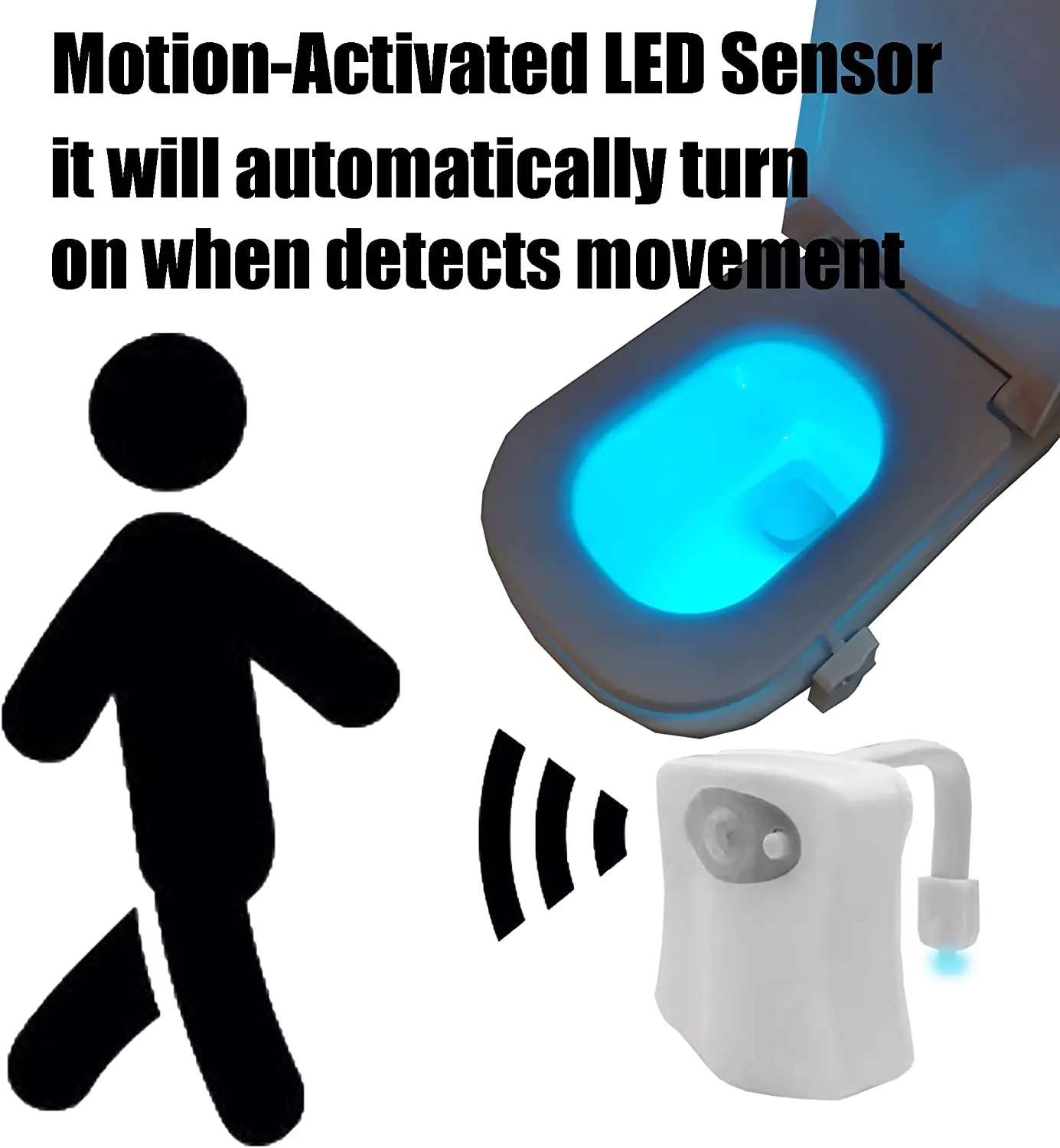 Amazon Hot-sale Indoor Bedroom smart motion sensor 8 color  led  toilet night light motion activated sensor