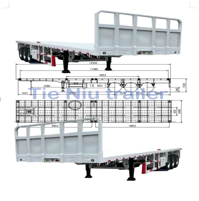 Factory sells 3 axle 40 ft container flatbed truck semitrailer other trailers
