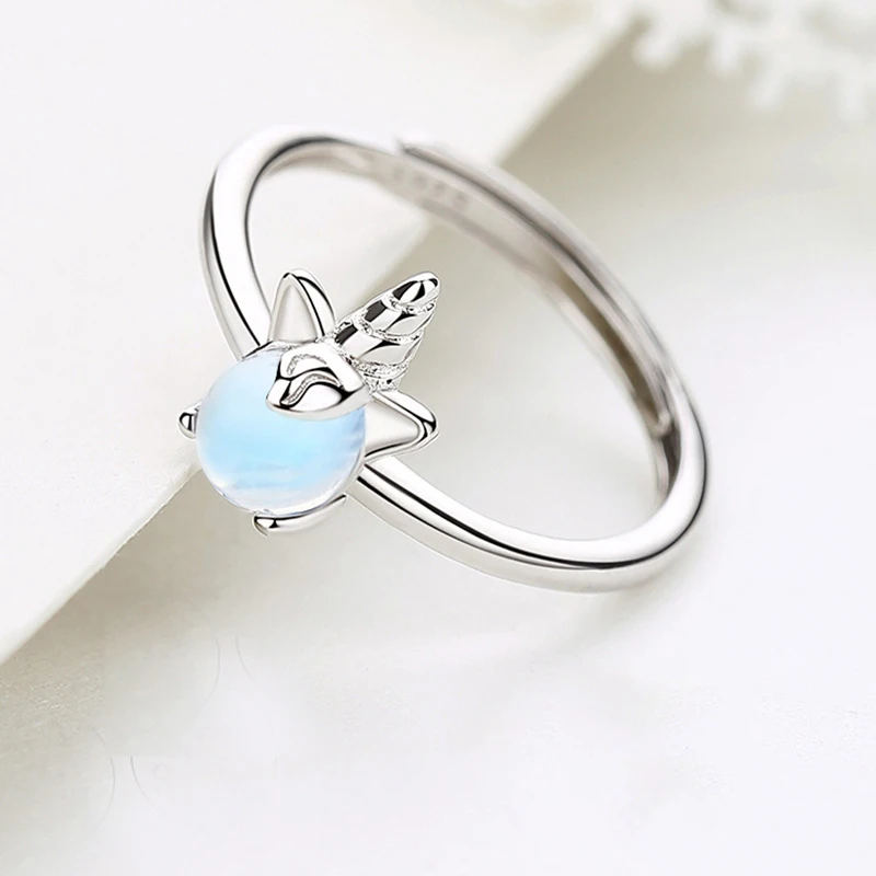 Aimgal Jewelry  925 sterling silver unicorn moonstone ring for women