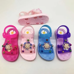 На работу под водой плоский поливинилхлоридный детская обувь с милыми цветами для девочек; Оптовая продажа; Летние прозрачные детские сандалии