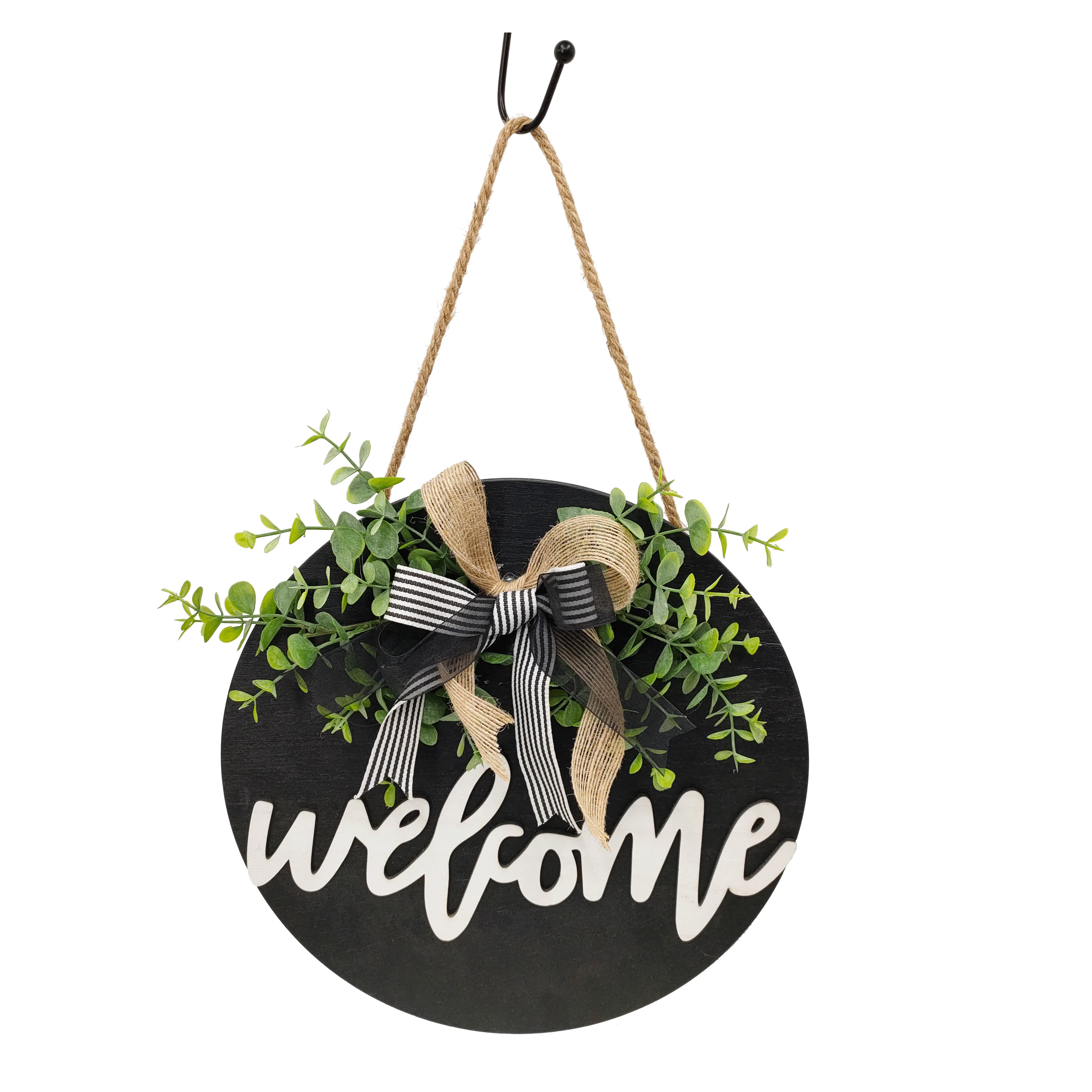
Welcome Sign Welcome Front Door Round Wood Sign Hanging Welcome Sign for Farmhouse porch decoration  (1600174169431)