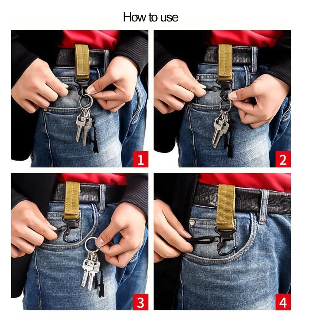 Cheap custom EDC molle climbing backpack hanging clip keychain nylon webbing carabiner hook tactical eagle beak belt buckle