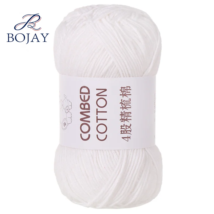 Bojay  Fancy Yarn 21S/4 Super Soft 60% Cotton  40% Acrylic Milk Cotton Combed Blended Ball Yarn For Hand Knitting