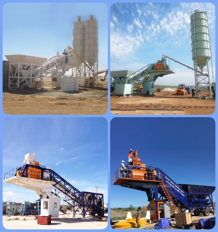 35m3/H Ready Wet Mix Mini Small Truck Mounted Mobile Concrete Batching Mixing Plant with Horizontal Cement Silo Factory Price