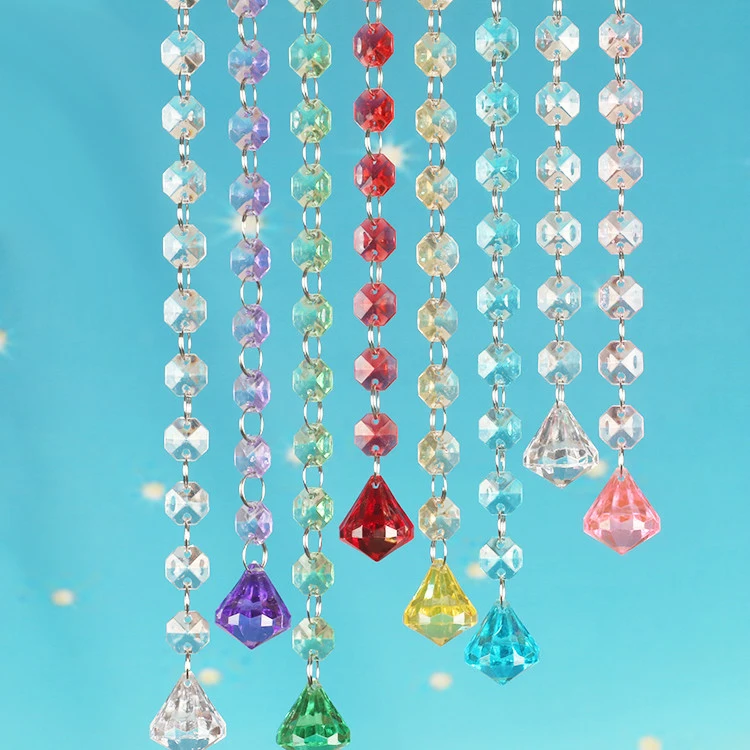  New acrylic octagonal beads crystal lamp accessories wedding road lead decorative hallway partition feng shui