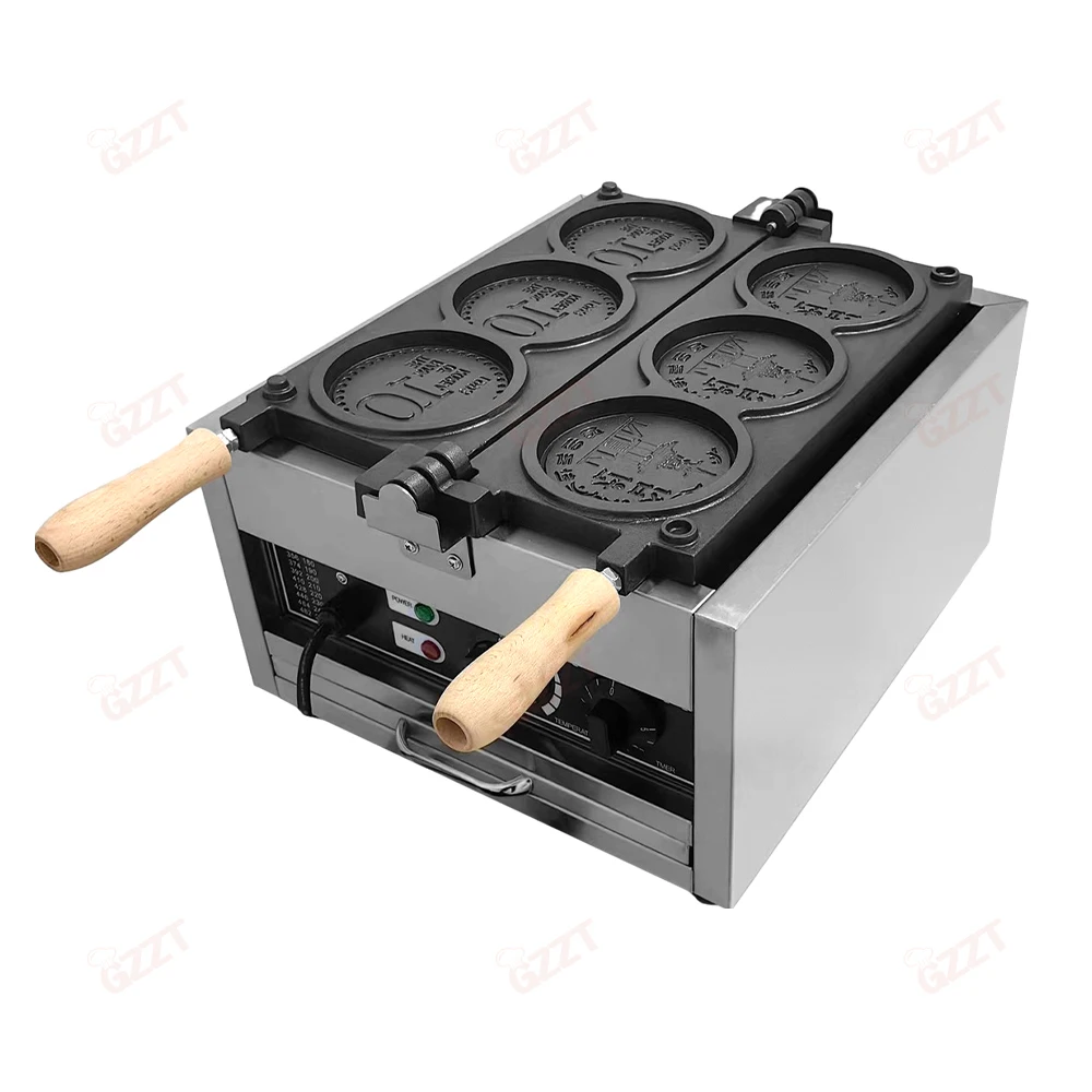 Electric Crispy Cheese Waffle Maker 3 4 Pieces Commerical Coin Waffle Maker Machine Gas Custom Korean Japanese Round Wafer Maker