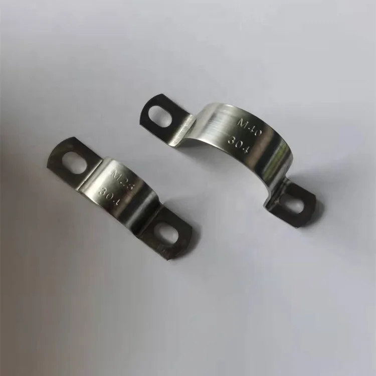 In Stock 8mm-500mm Clamp Range SS304 Stainless Steel Heavy Duty 2 Hole U Type Pipe Strap Saddle Clamp