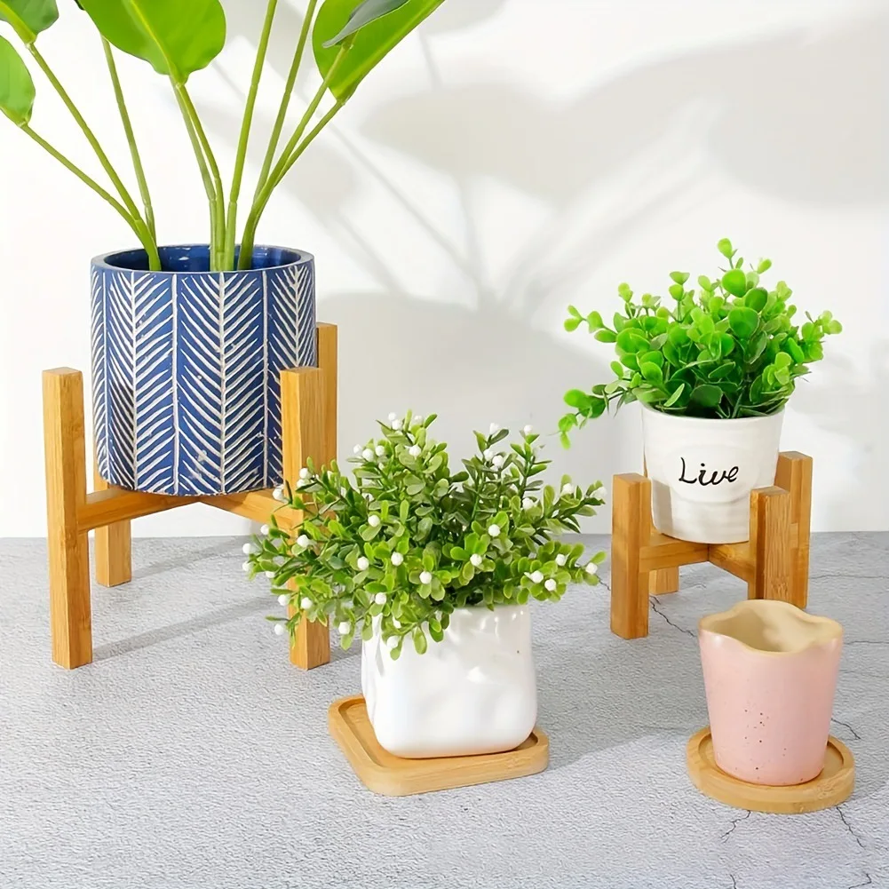 Wholesale custom wooden Flower pot holder a variety of bamboo flower pot stand and disassembly